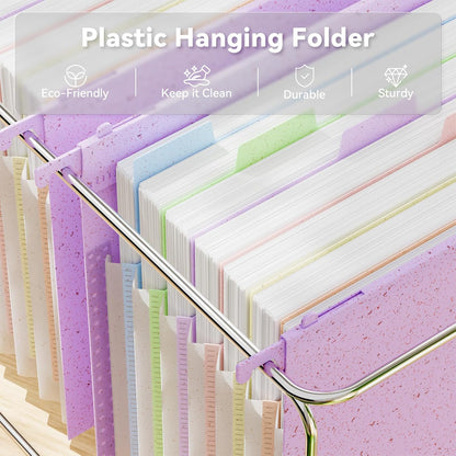 ANSOOK Hanging File Folders Letter Size,7 Pockets Expandable Accordion File Folder Organizer,3 Pack Extra Capacity File Folders Hanging with Tabs,Wheat Straw File Cabniet Folders for Office School