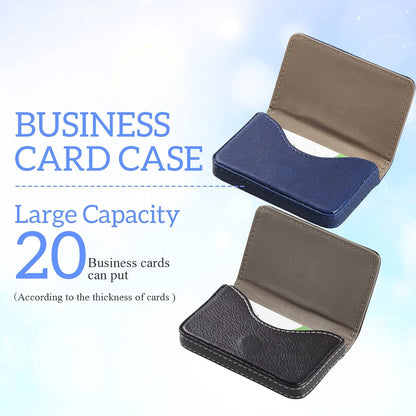 Outus 2 Pcs Business Card Holder, PU Leather Business Card Case Pocket Wallet with Magnetic Shut for Valentines Gift Adult(Black and Coffee)