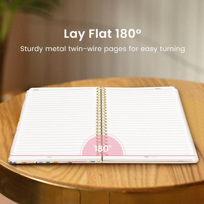 Taja Spiral Journal Notebook for Women, Pretty Hardcover Lined Notebook for Work & Note Taking, Aesthetic Cute Journal for Writing, 140 Pages, 5.8"x8.3", Floral