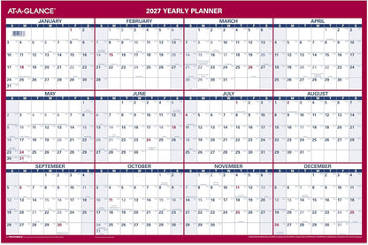 AT-A-GLANCE 2026 Erasable Calendar, Dry Erase Wall Planner, 12" x 16", Small, Vertical-Horizontal, Reversible, Compact (PM330B2826)