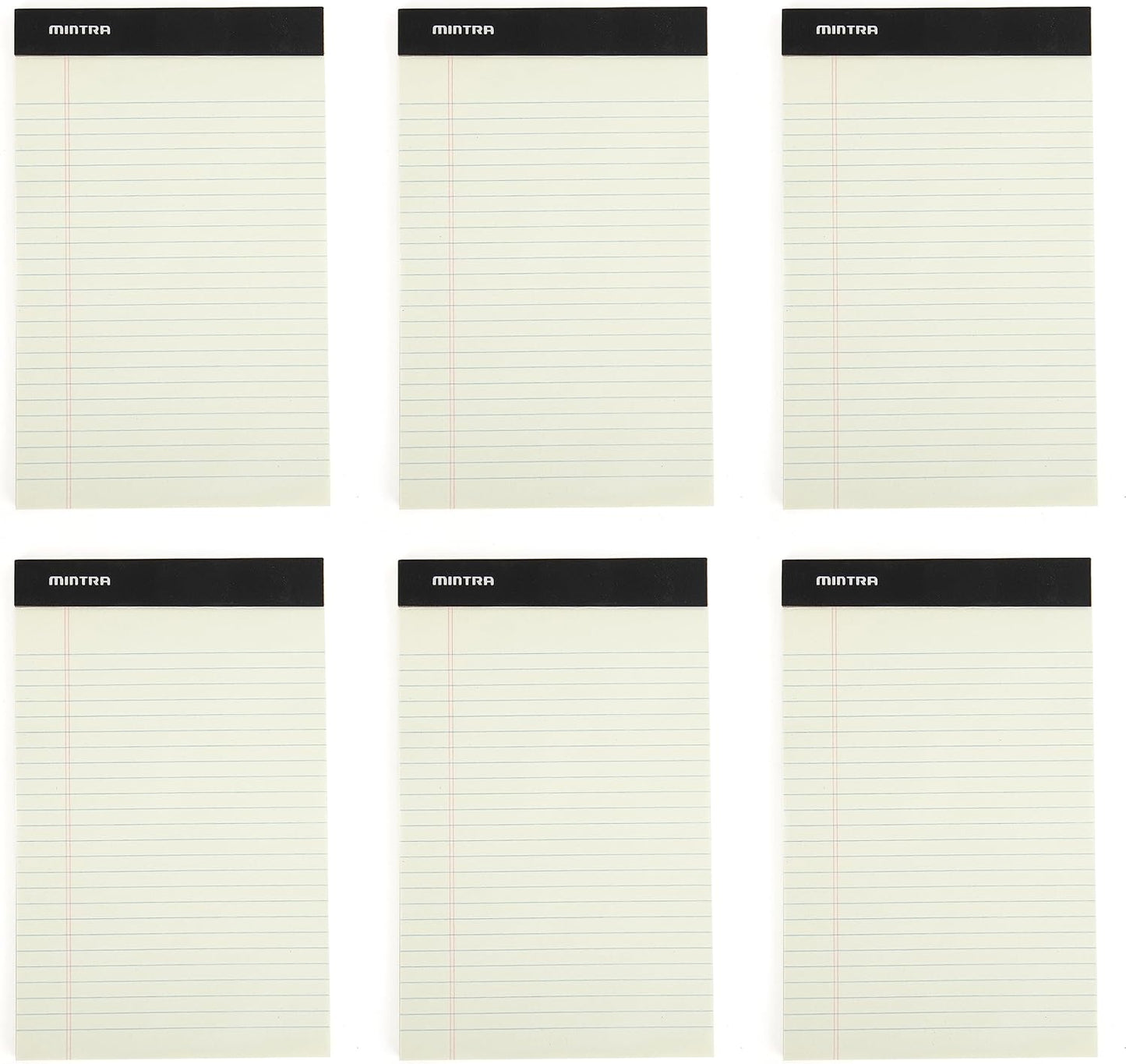 Mintra Office Colorful Legal Pads - Includes 2 Blue, 2 Pink, and, 2 Green Writing Pads, Micro Perforated Lined Sheets, Ideal for Professional & Personal Use, 5"x8" Narrow Ruled, 6 pack Basic Pastel
