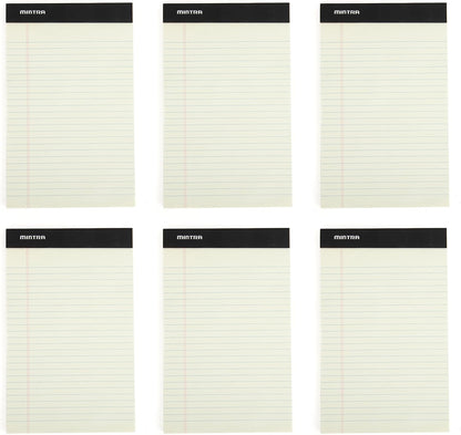 Mintra Office Colorful Legal Pads - Includes 2 Blue, 2 Pink, and, 2 Green Writing Pads, Micro Perforated Lined Sheets, Ideal for Professional & Personal Use, 5"x8" Narrow Ruled, 6 pack Basic Pastel