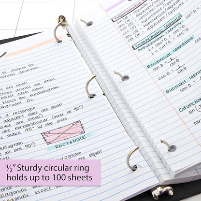 BAZIC Products 3 Ring Binder - Green, Economy View Binder with Clear Overlay Cover and Round Rings, Organizer for School Office Home Use, 0.5-inch Capacity Holds 100 Sheets Paper, 1-Pack
