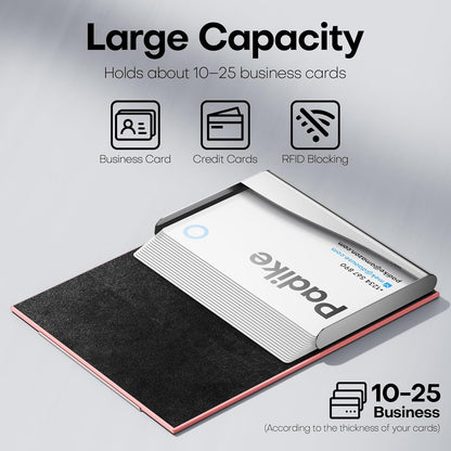 Padike Business Card Holder/ Case Professional PU Leather & Stainless Steel Multi Wallet Credit Card ID Case/Holder for Men & Women. (Black)