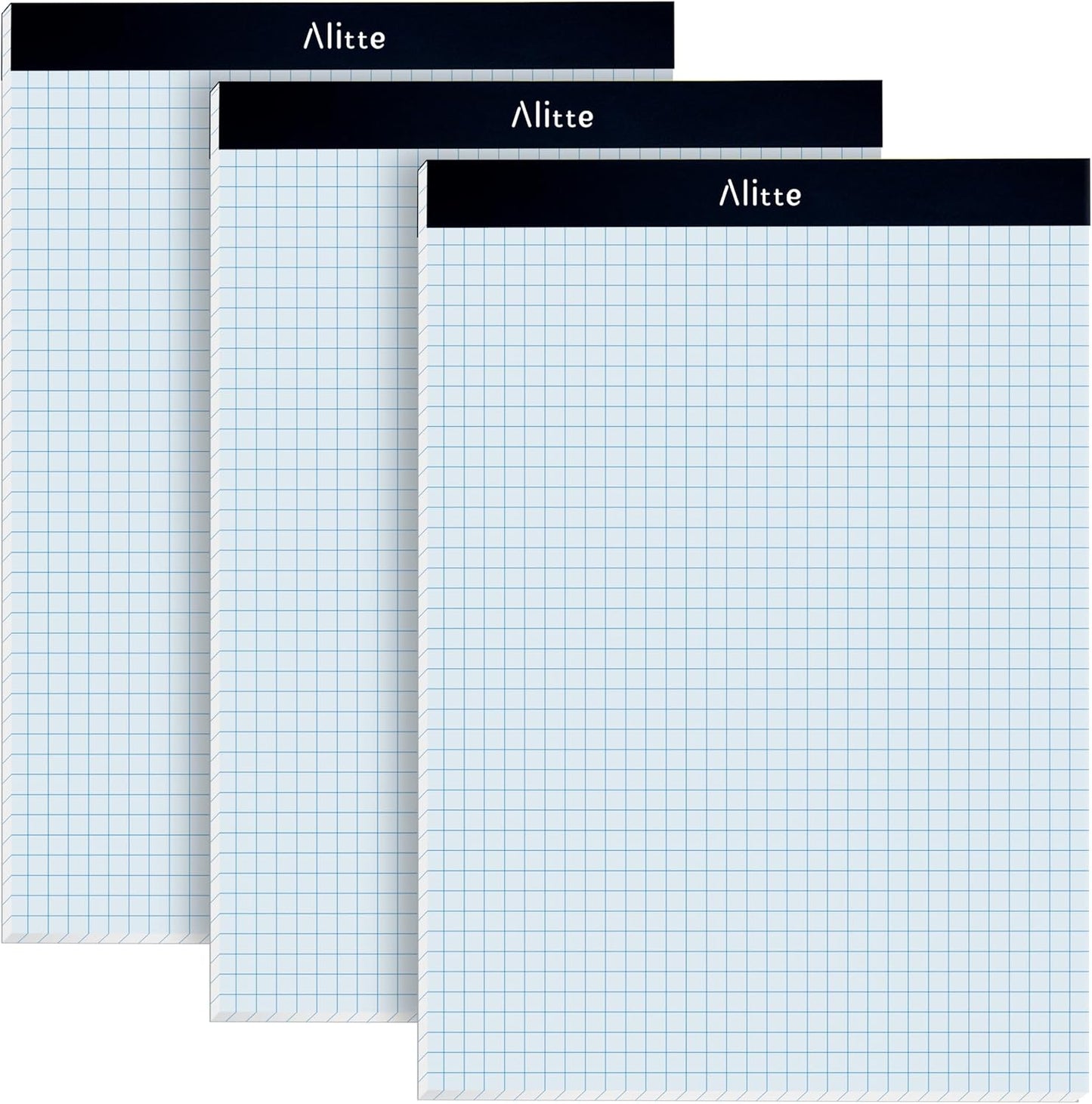 Alitte Graph Paper Pad, Pack of 12, White Letter Size - 4x4 Quad Grid Paper, Easy-Tear Perforations, 8.5 x 11 Cardboard Backing - Graph Notepads for School, Office -50 Sheets per Pad