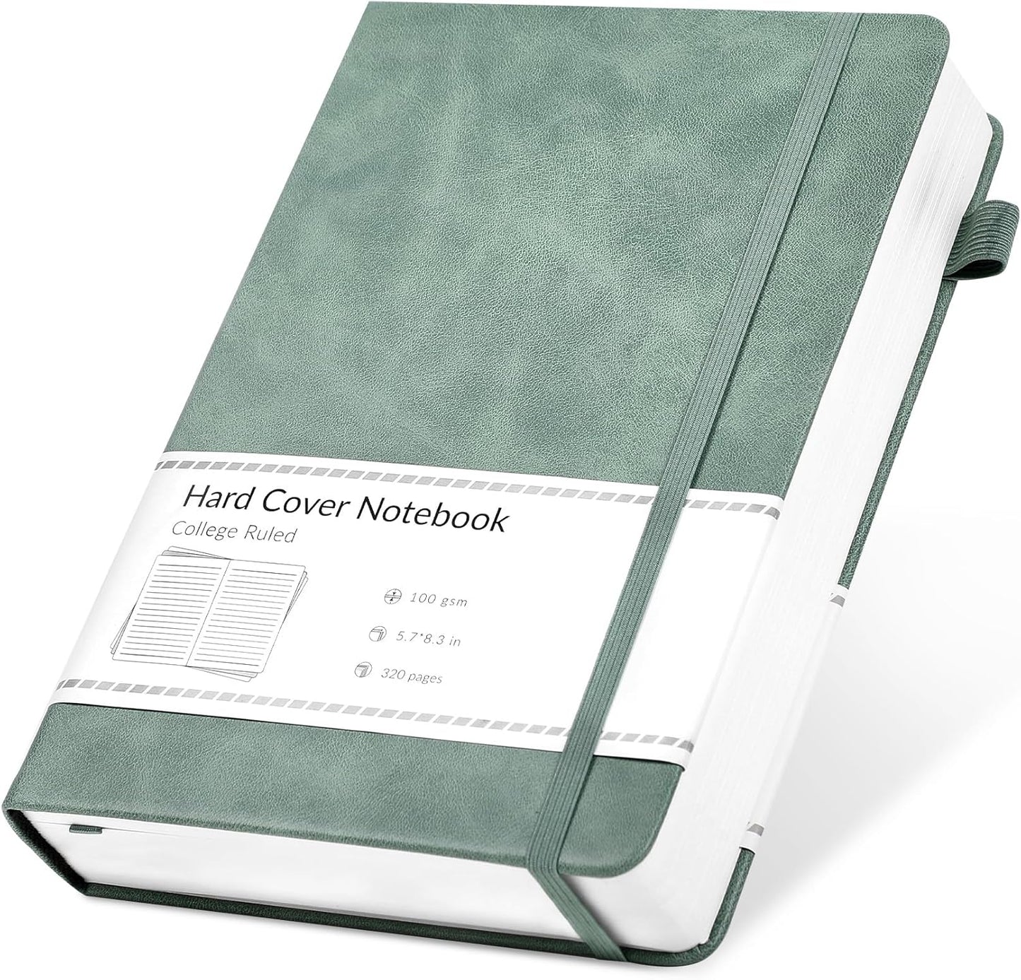 CAGIE Bullet Dotted Journal Notebook 320 Pages 100 GSM Paper Hardcover A5 Dot Grid Notebook Leather Journals for Writing Women Men Work Journaling, Green