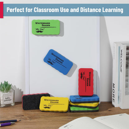 Mr. Pen- Magnetic Dry Erase Erasers, 4"x2.25", 8 Pack, Colorful Magnetic Whiteboard Erasers for White Board, Classroom, Home, Office, Back to School Supplies
