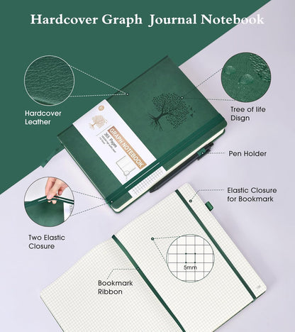 Lined Journal Notebook -365 Pages A5 Thick Journals for Writing Ruled Notebook, Hardcover Leather Journal for Women Men Daily Journal Notebook for Work, Note Taking, 100Gsm Lined Paper( 5.75'' X 8.38'' Green)