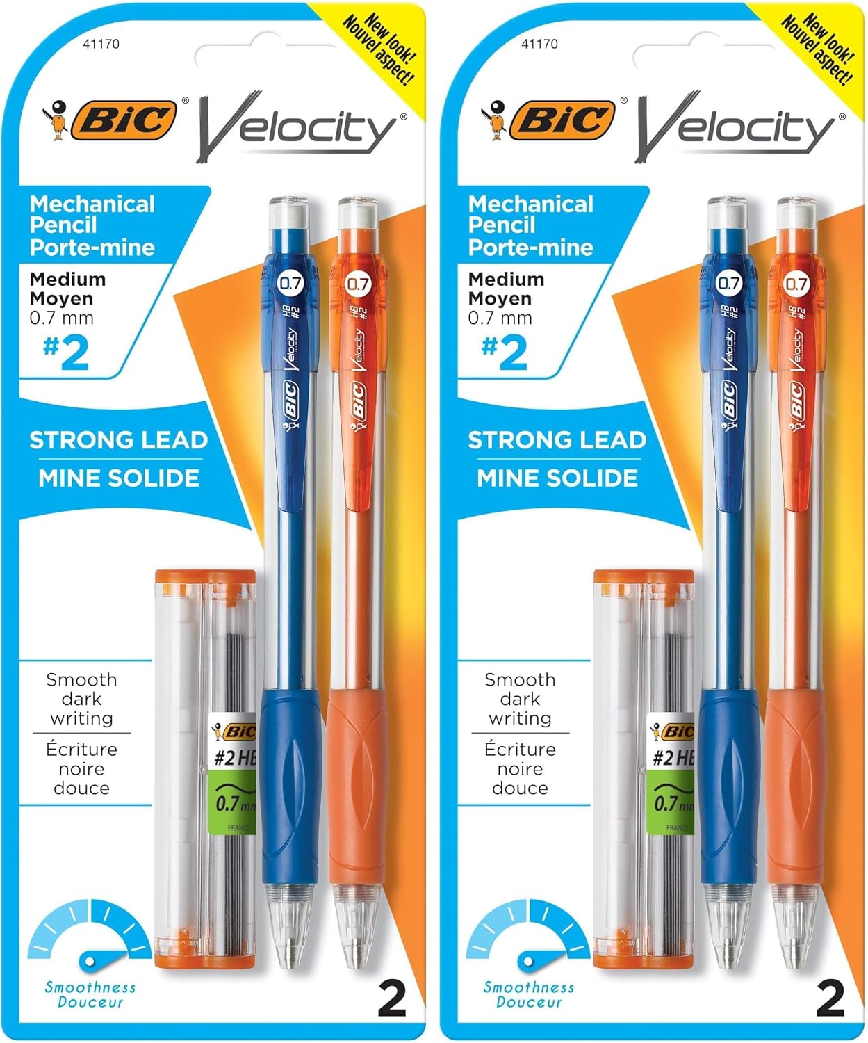 BIC Velocity Mechanical Pencils, With Colorful Barrel, Medium Point (0.7mm), 4-Count Pack Mechanical Pencils With Eraser and Lead Refills