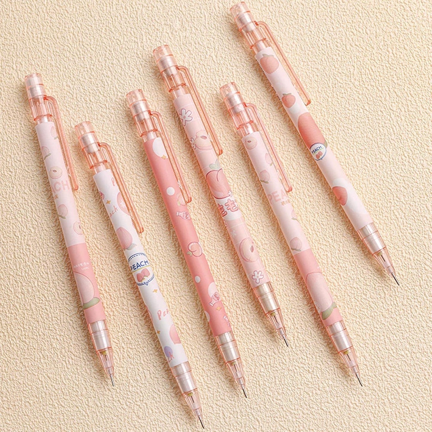 MOZXIRZ 4 Pcs Cute Mechanical Pencils with Top Eraser 0.5mm Cartoon Space Mechanical Pencil School Pencil for Women (6pcs Space)