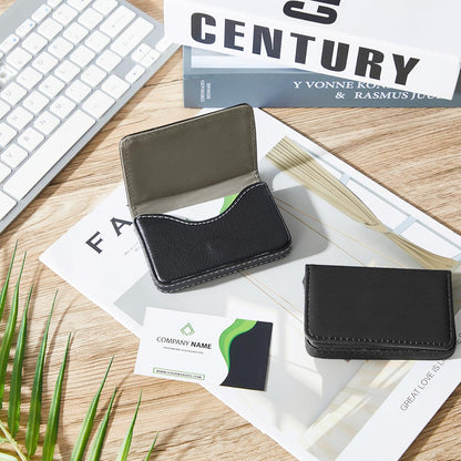 Outus 2 Pcs Business Card Holder, PU Leather Business Card Case Pocket Wallet with Magnetic Shut for Valentines Gift Adult(Black and Coffee)
