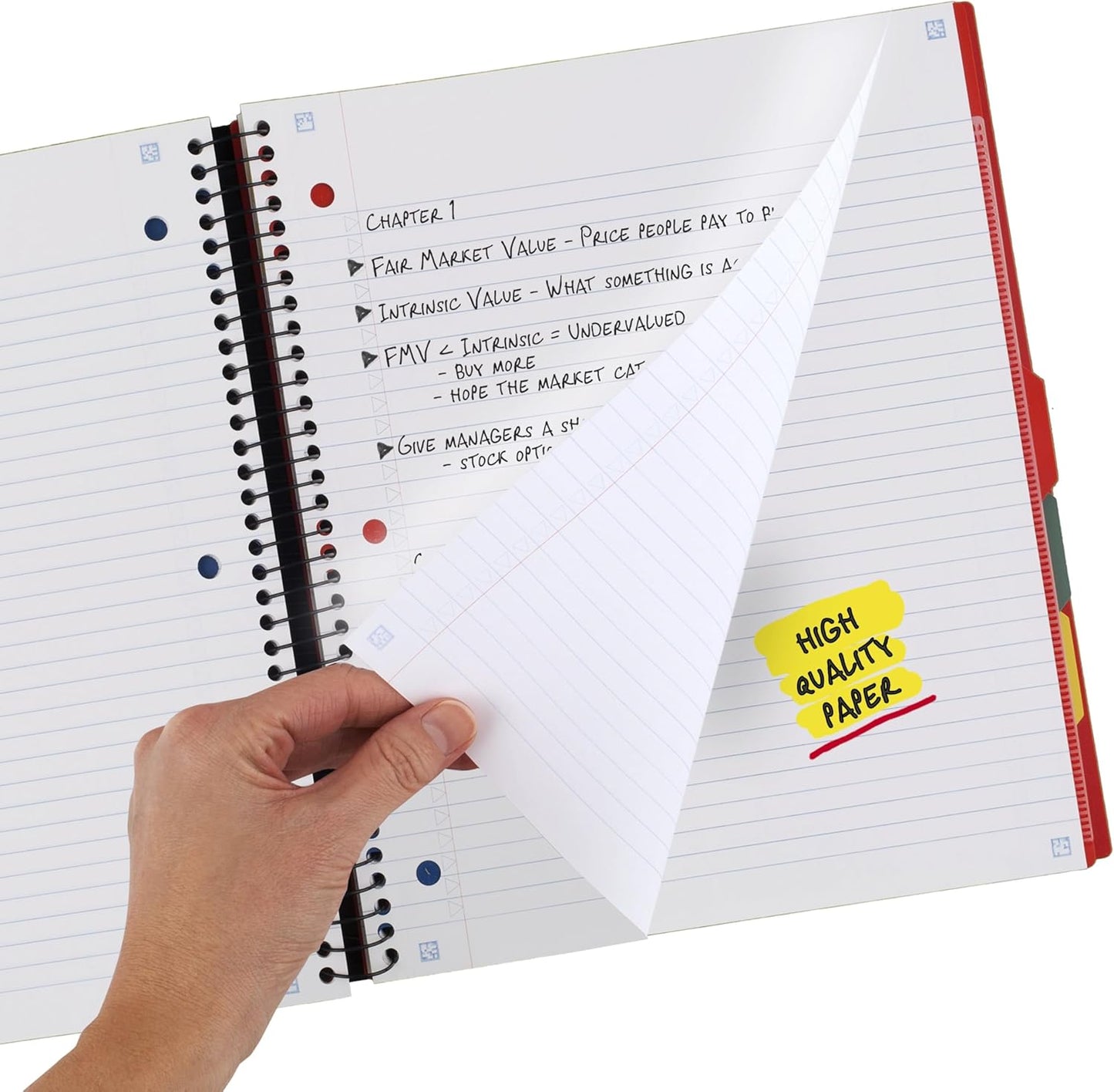 Five Star Advance Spiral Notebook + Study App, 5 Subject, College Ruled Paper, 8-1/2" x 11", 200 Sheets, Spiral Guard, Movable Tabbed Dividers, Black (73144)
