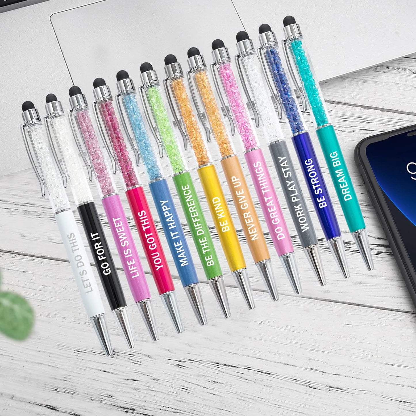 PASISIBICK 3.86 in Blue Ink Refills for Ballpoint Pen with Stylus Tip, Soft Touch Click Pen, 2 in 1 Metal Pens, Medium Point(Pack of 40)