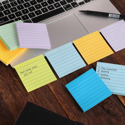 9 Pack Lined Sticky Notes 4x6 in Post Sticky Notes with Lines, 9 Bright Colors Self Sticky Notes Pad Its, Large Ruled Sticky Note for Office, Home, 35 Sheets/Pad