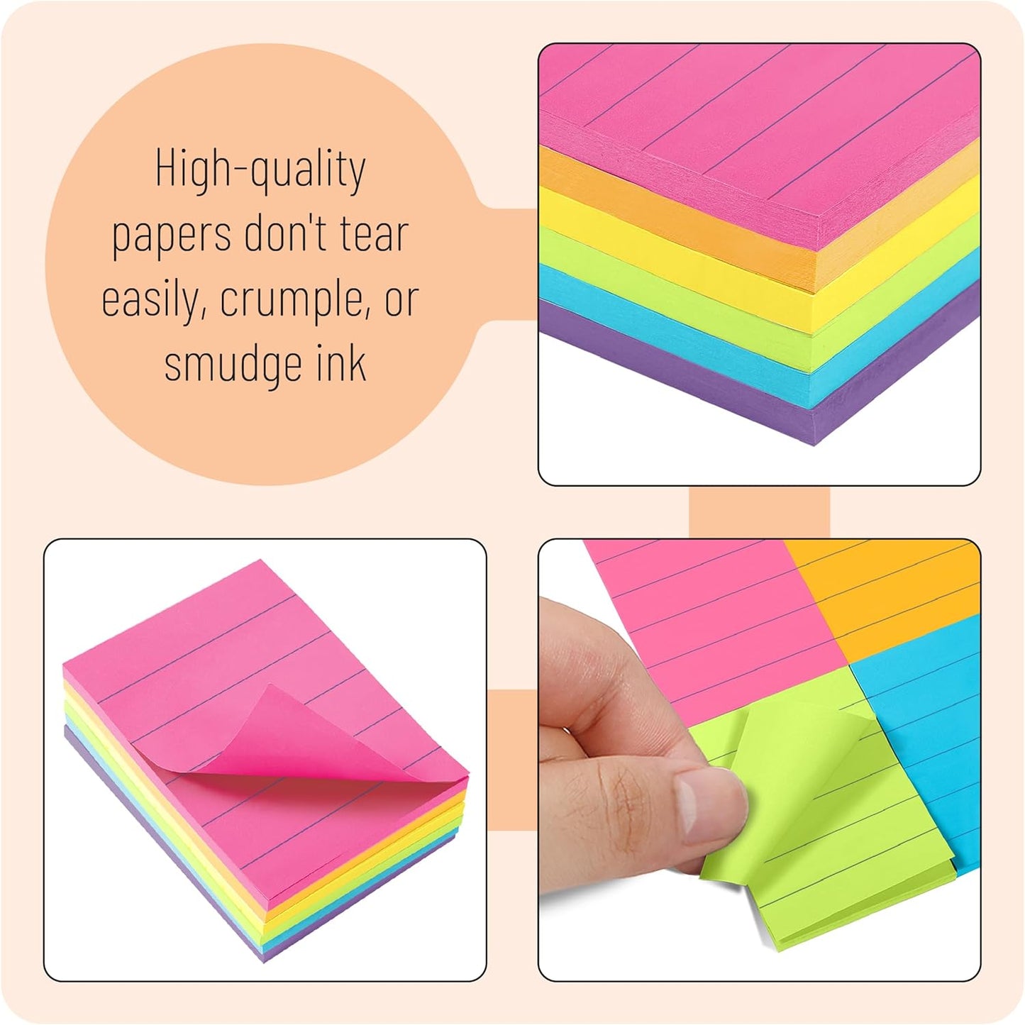 Mr. Pen- Lined Sticky Notes, 3" x 3", 12 Pads, 60 Sheets/Pad, Morandi Color, Bulk Sticky Notes with Lines, Ruled Post Stickies, Memo Pads, Self-Stick Note Pad for Office, School, Home, Study