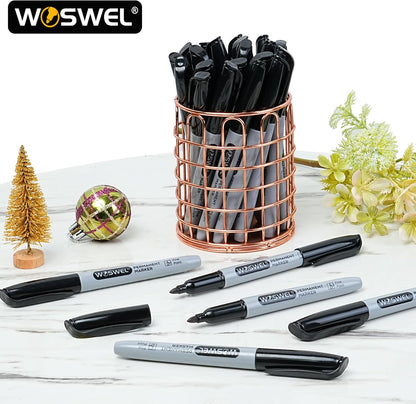 WOSWEL Permanent Markers Bulk, 288 Pack Fine Point Tip Black Permanent Marker Set, Waterproof Markers, Premium Smear Proof Pens, Quick Drying, Office Supplies for School, Office, Home