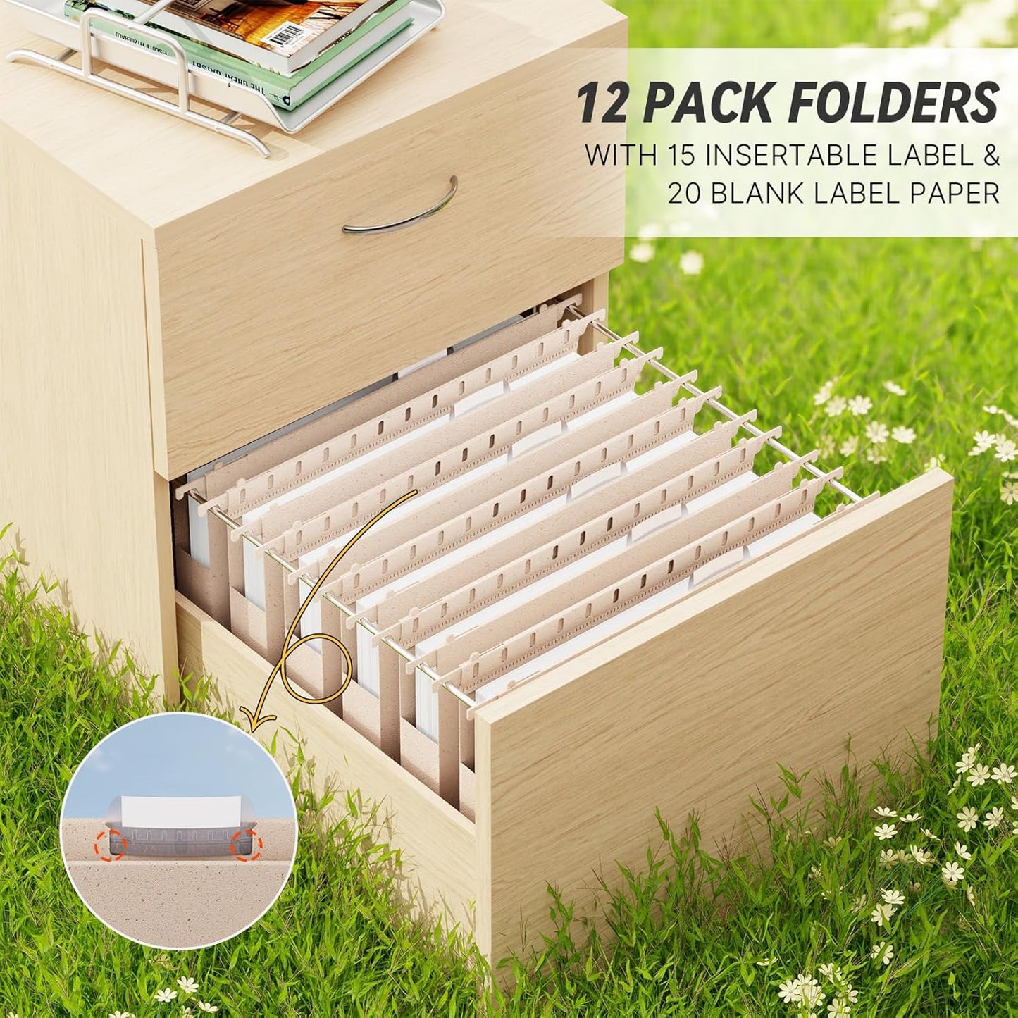 XINGIA Legal Size Hanging File Folders Extra Capacity,1'' Expansion Hanging Folders for Filing Cabinet,12 Pack Wheat Straw File Folders Hanging with Tabs,Pastel Hanging File Organizer for Office