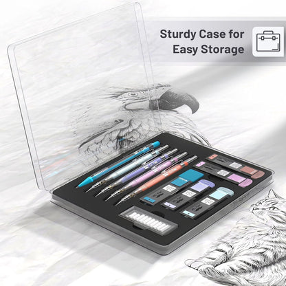Mr. Pen- Art Mechanical Pencil Set, 5 Vintage Mechanical Pencils (0.3, 0.5, 0.7, 0.9, 2.0mm), 5 HB Lead Refills & 10 Eraser Refills, Precision Drawing Pencils for Sketching, Writing & Artwork