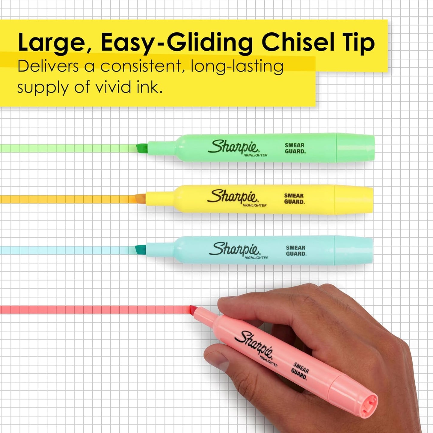 Sharpie® Tank-Style Highlighters, Chisel Tip, Mild Pastel Barrels, Mild Pastel Inks, Pack Of 6 Highlighters