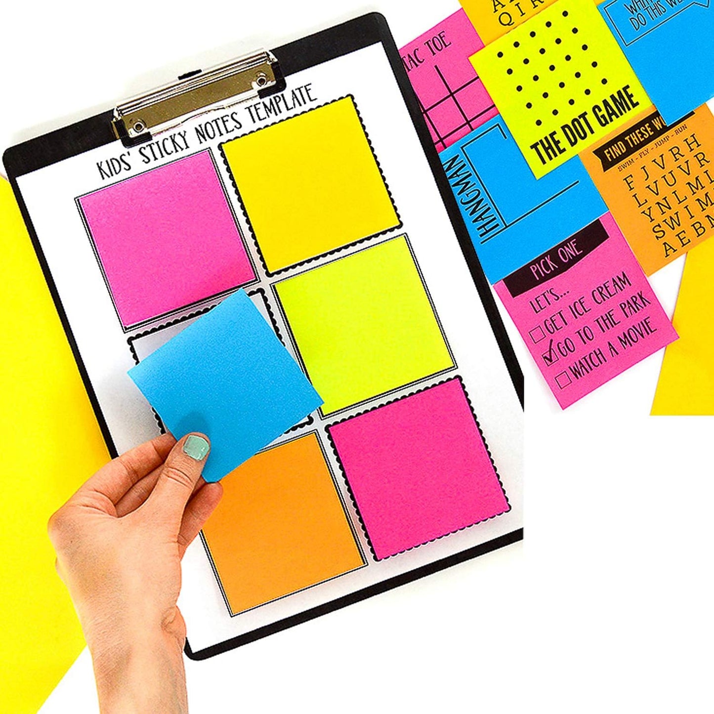 Sticky Notes 8x6, 6 Color Bright Colorful Sticky Pad, 6 Pads/Pack, 45 Sheets/Pad, Self-Sticky Note Pads