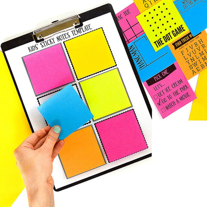 Sticky Notes 8x6, 6 Color Bright Colorful Sticky Pad, 6 Pads/Pack, 45 Sheets/Pad, Self-Sticky Note Pads