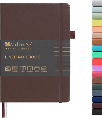 &And Per Se Lined Journal Notebook, 160 Pages, A5 5.7 x 8 inches College Ruled Thick Paper Notebook Journals for Writing, Hardcover Notebooks for Women Men Office School (1 Pack, Green) - Colors B