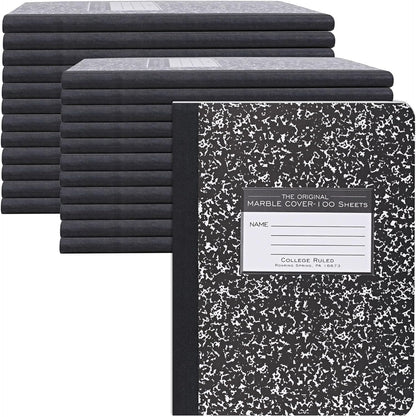 ROARING SPRING Hard Cover Composition Notebook, 4 Pack, Blue Marble Comp Book, 9.75″ x 7.5″, Unruled Blank Paper, 100 Sheets (200 Pages), Made in USA