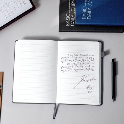 CAGIE Journal Notebook for Women Men, Hardcover Lined Notebooks Journals for Writing Work Journaling Note Taking Diary with Pen Loop (Black Ruled), Gifts, 5.7" x 8.3", 196 Pages