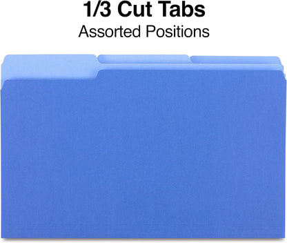 Staples Recycled File Folders, Legal Size, 1/3‑Cut Tabs, Manila, 30% Recycled Paper Stock, 100/Box