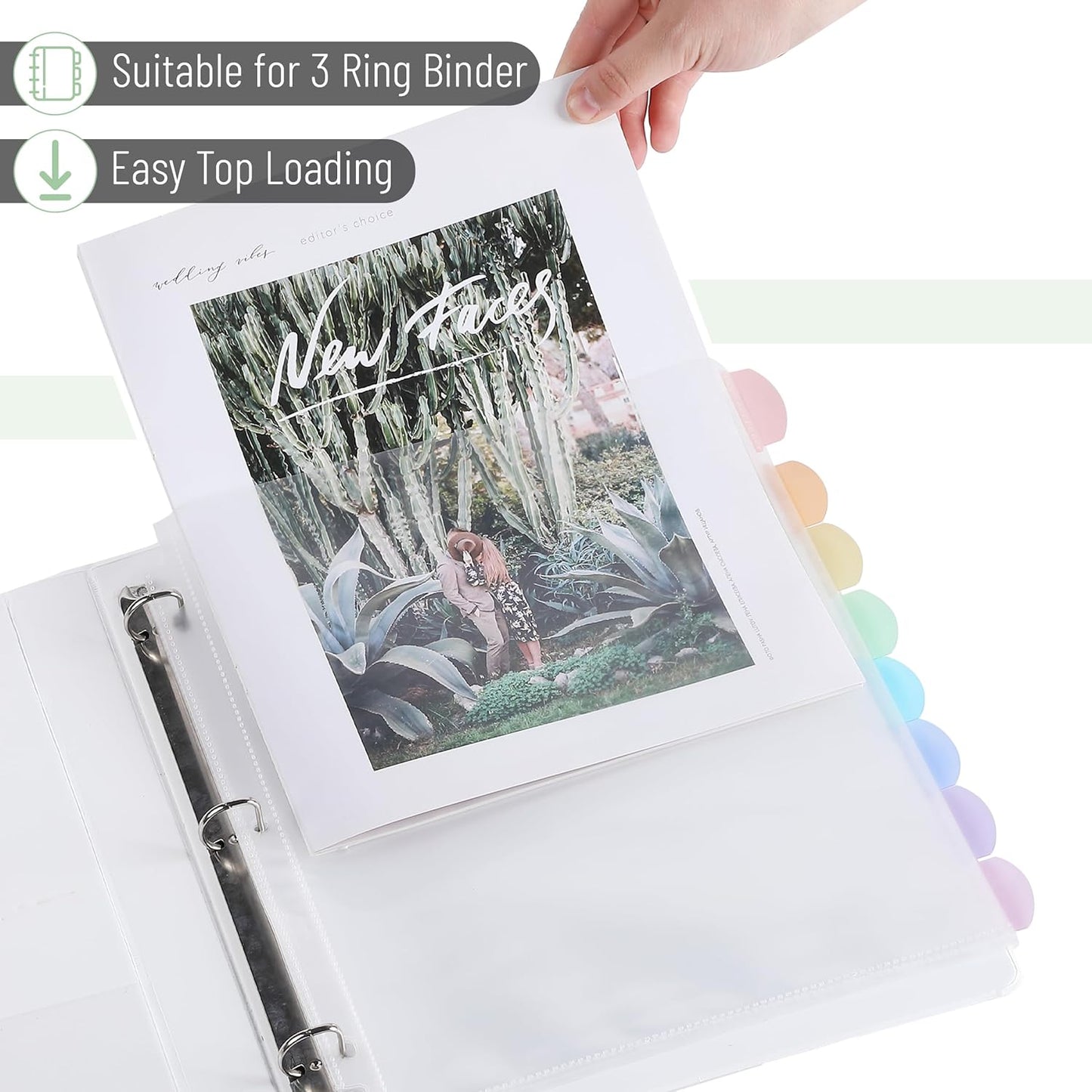 Mr. Pen- Clear Sheet Protectors with Tabs, 8.5x11 Inches, 8 Tabs, 2 Sets, Durable Clear Plastic Dividers for 3 Ring Binders, Insertable Index Page Divider with Multicolor Tabs