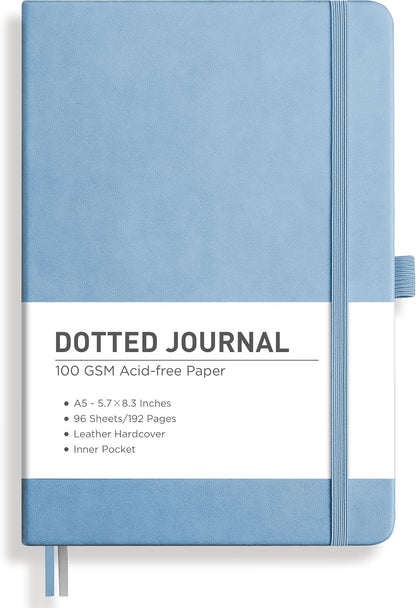RETTACY Graph Grid Paper Notebook, 192 Pages, A5 Medium Size (5.7'' x 8.3''), 5 Squares per Inch, Leather Hardcover, 100 GSM Thick Paper, for School, Students, Math, Engineering (Brown)