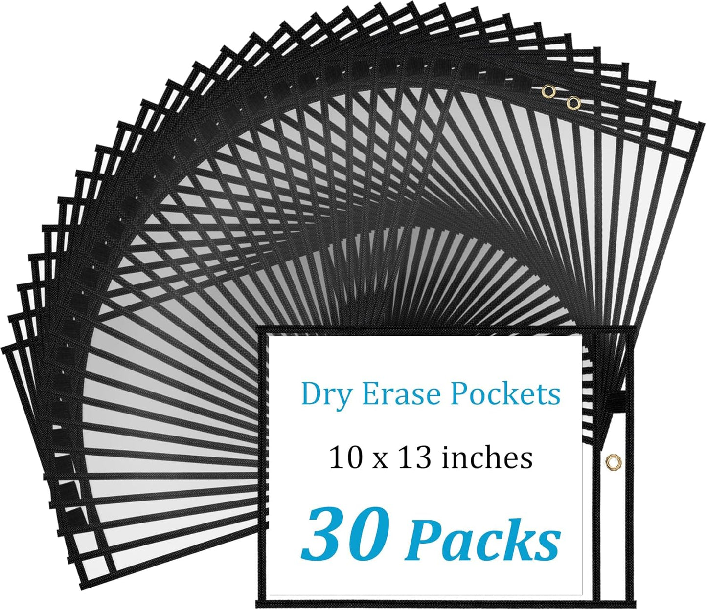 Ndsox 50 Packs Oversized Dry Erase Pockets Reusable Plastic Sleeves Clear Job Ticket Holders Heavy Duty Transparent Hanging Sheet Protectors for Teacher Classroom School Office Work Warehouse, Black
