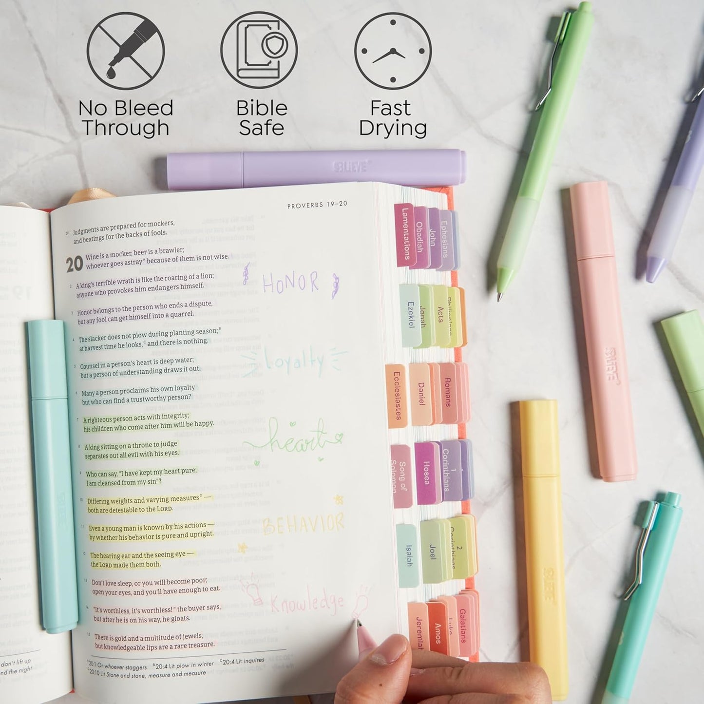 BLIEVE - Aesthetic Highlighters and Gel Pens With Soft Ink and Chisel Tip, Bible Highlighters and Pens No Bleed, Dry Fast Easy to Hold, for Bible Journaling Planner School Supplies (MORANDI)