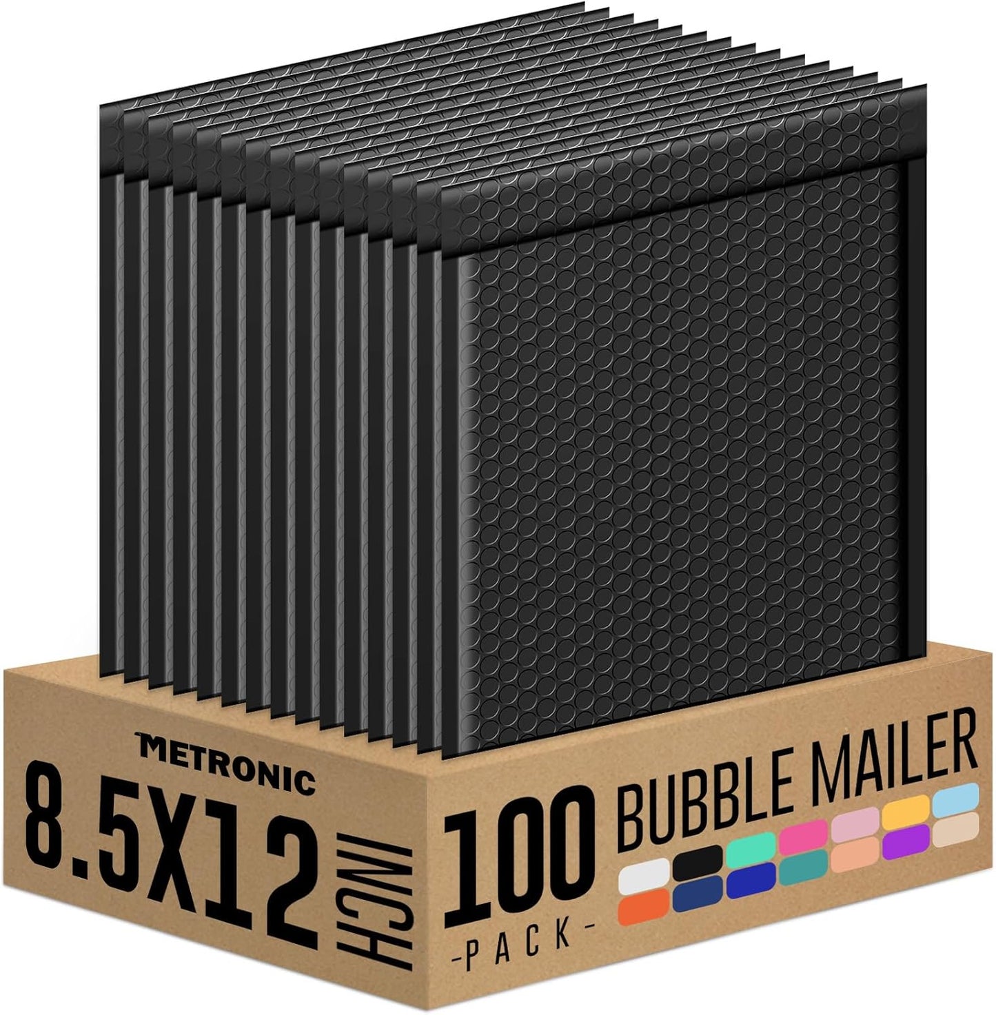 Metronic Bubble Mailers 8.5x12" 40 Pack Black Padded Envelopes Usable Size 8.5 x 11" Strong Adhesion Bubble Envelopes Medium Mailing Envelopes Bubble Padded for Small Business Shipping Books Clothes