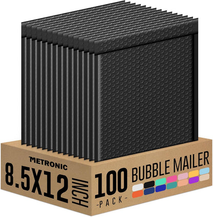 Metronic Bubble Mailers 8.5x12" 40 Pack Black Padded Envelopes Usable Size 8.5 x 11" Strong Adhesion Bubble Envelopes Medium Mailing Envelopes Bubble Padded for Small Business Shipping Books Clothes