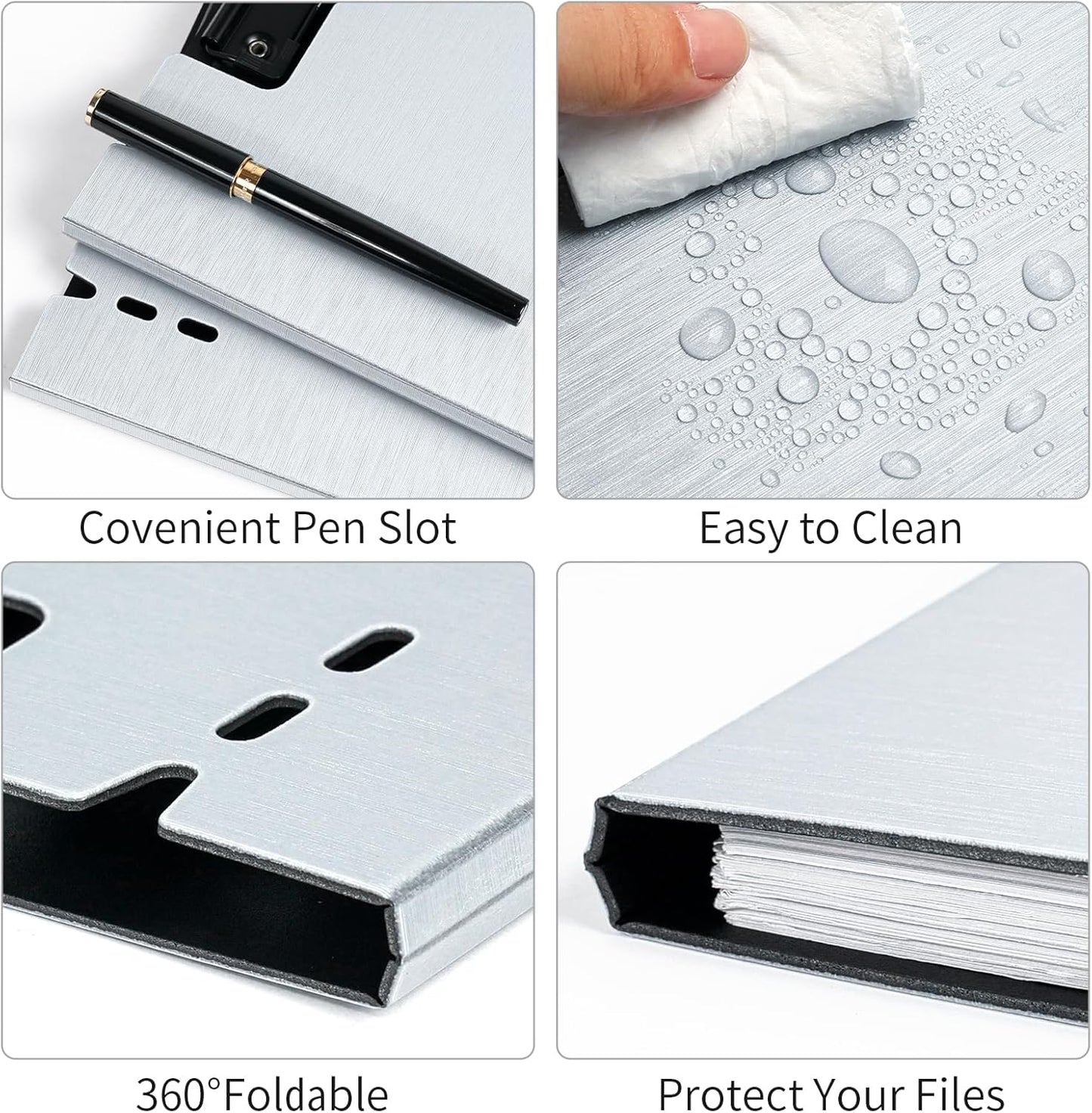 A4 Clipboard Folder,10 Pack Foldable Clipboards with Pocket for Business,Office,School or Restaurant (Black)
