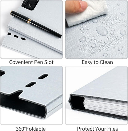 A4 Clipboard Folder,10 Pack Foldable Clipboards with Pocket for Business,Office,School or Restaurant (Black)