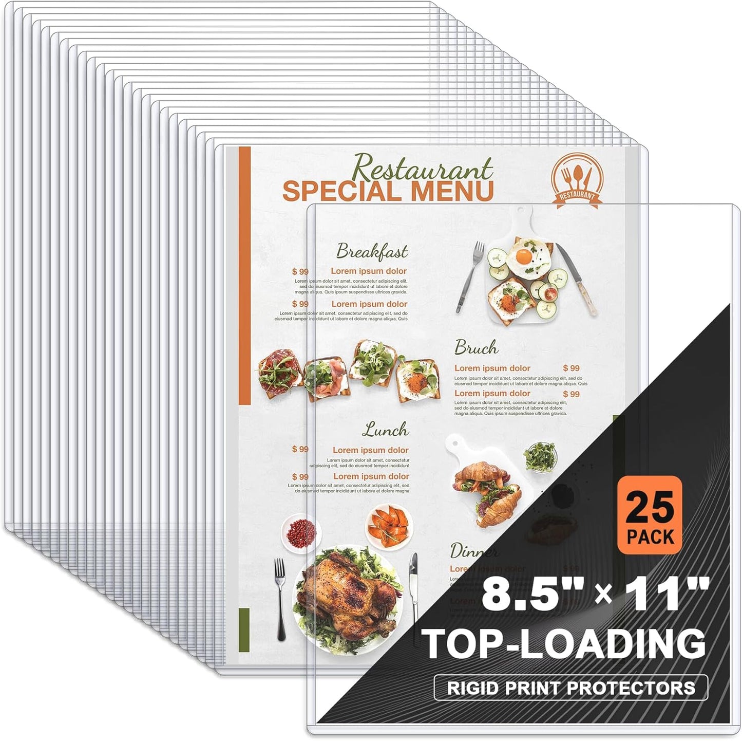 Ndsox 5 Pack 8.5" x 11" Rigid Print Protectors Clear Hard Plastic Sheet Protectors Top Loading for Birth Certificates, Documents, Posters, Photos, Meuns, Heavy Duty No-Hole Plastic Document Sleeves