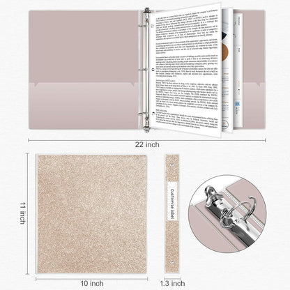 EYROZILL 3 Ring Binders 1 Inch Round Rings Binder Gold Binder Holds 8.5" x 11" Letter Size 300 Sheets, Waterproof, Gold