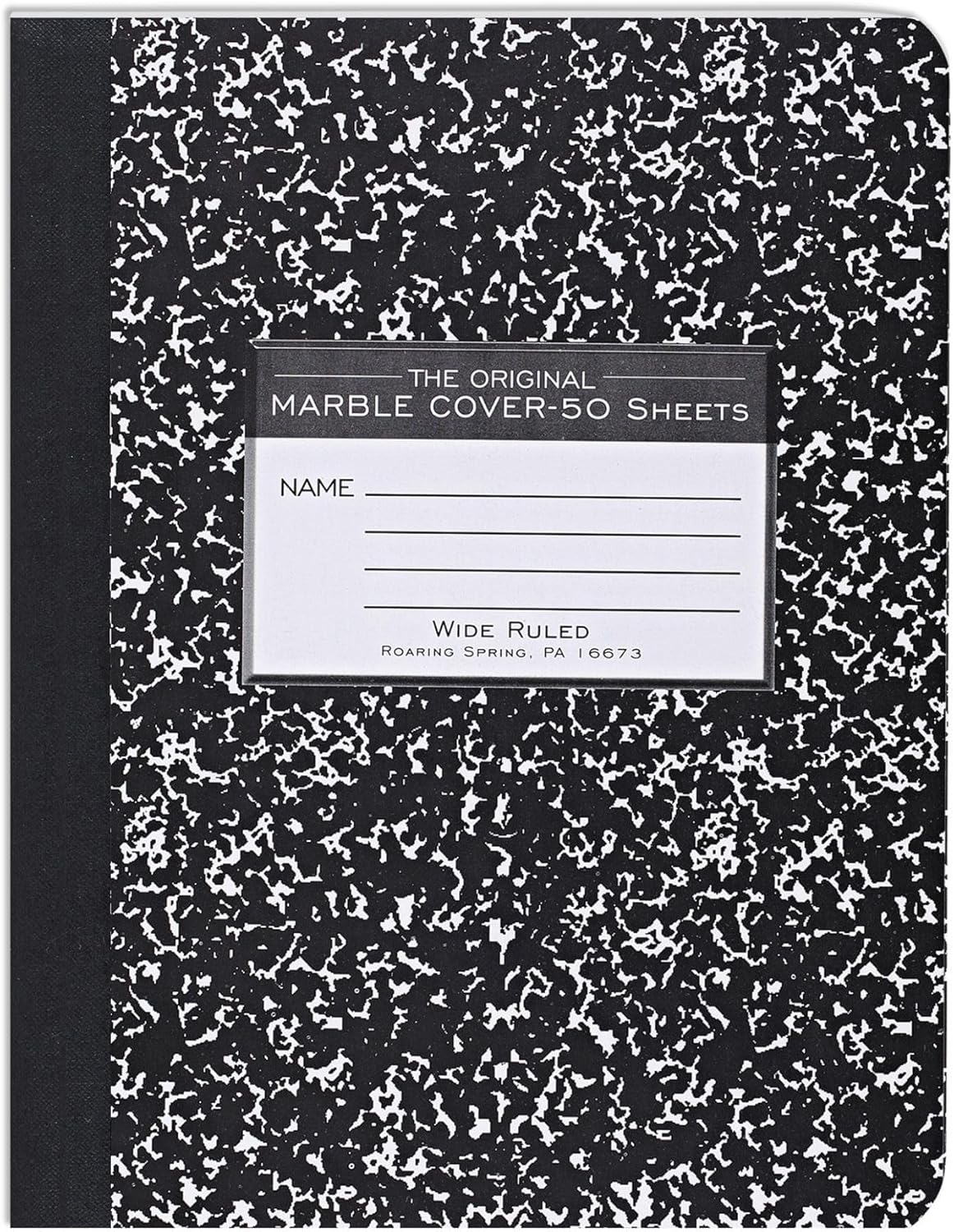 ROARING SPRING Hard Cover Composition Notebook, 4 Pack, Blue Marble Comp Book, 9.75″ x 7.5″, Unruled Blank Paper, 100 Sheets (200 Pages), Made in USA