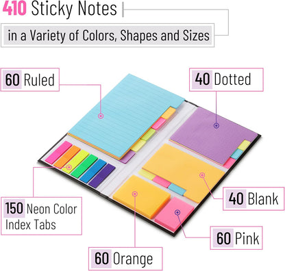 Mr. Pen- Sticky Notes Set, 410 Pack, Ruled, Dotted & Blank Notes with 150 Index Tabs, Divider Sticky Pads for Bible Study, Office, School, Planning, Journaling & Organization
