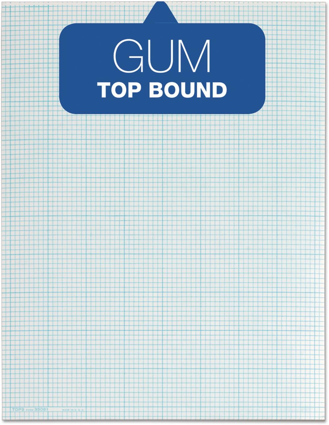 TOPS Cross-Section Pads, 8-1/2" x 11", Glue Top, Graph Rule (10 x 10), 50 Sheets (35101)