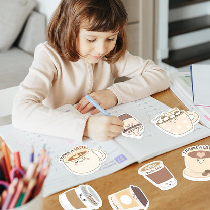 Xqumoi 30 Pack Teacher Sticky Notes - Funny Coffee Cup Self Sticky Notepads Writing Memo Pads for Teacher Appreciation Back to School Office Supplies Coffee Lover Gift Party Favors Goodies Bag Fillers