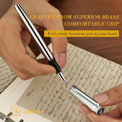 BEILUNER Luxury Rollerball Pen, Stunning Green Lacquer with 24K Gold Trim,Noble and Elegant Designs,Schneider Ink Refill, Best Gift Set for Men & Women, Refillable, Executive Writing, Nice Pens