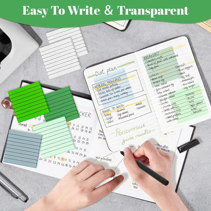 3x3 Inch Transparent Sticky Notes 300 Sheets, Clear Translucent Lined Self-Adhesive Memo Repositionable Reminder Pad for Office, College Students, Planners, Journals, School Supplies (Purple)