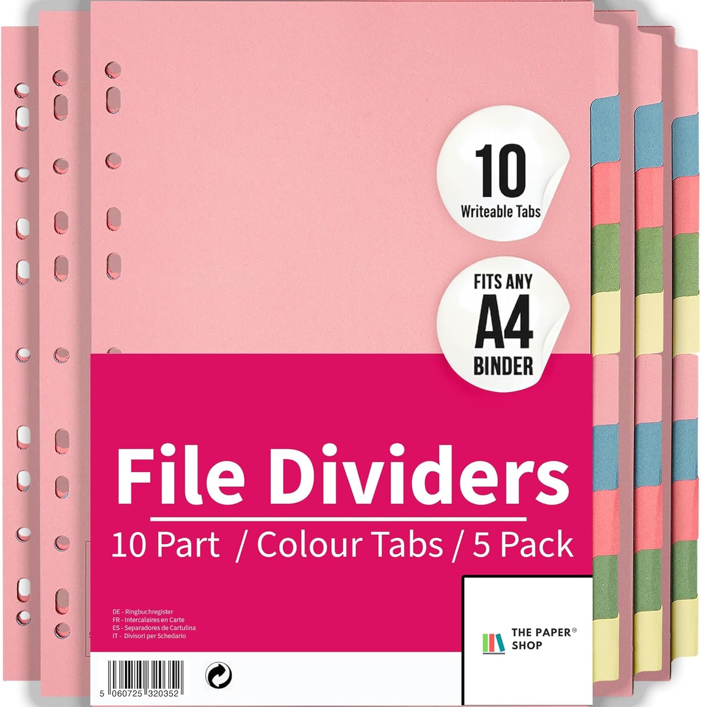 10 Tab Dividers for 3 Ring Binder – 10 Dividers Set with Tabs, Perfect for Organizing Documents, Binder Tab Dividers for Easy Filing