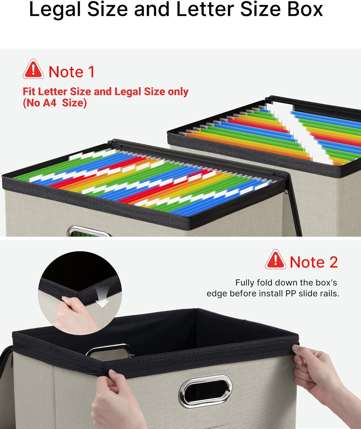 Oterri 2 Pack File Organizer Boxes with Lids, File Box with Mesh Pockets, Document Organizer Box for File Folders Letter Size, Zippers Filing Box for Home, Office, School (Green, Without Folders)