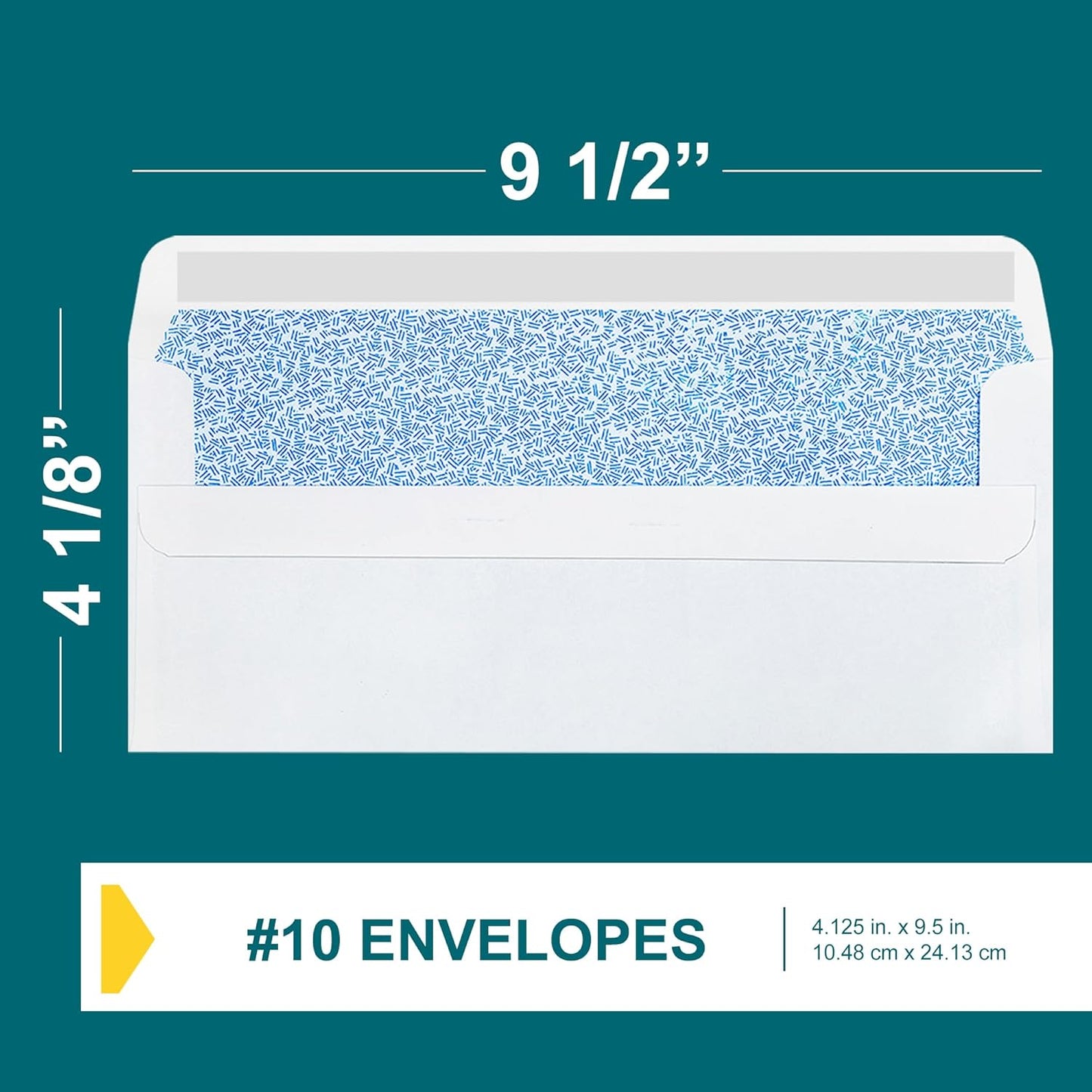#10 Left Window Envelopes Self Seal - 20/pack - 4 1/8 x 9 1/2 inch - Business Envelopes with Flip & Seal Closure, Security Tinted for Invoices & Statements - White Letter Size