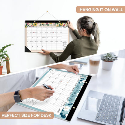 Desk Calendar 2026-2027, 21-Month Calendar Runs Until June 2027, Large 17" x 12" Monthly Desktop & Wall Calendar for Home & Office - Floral