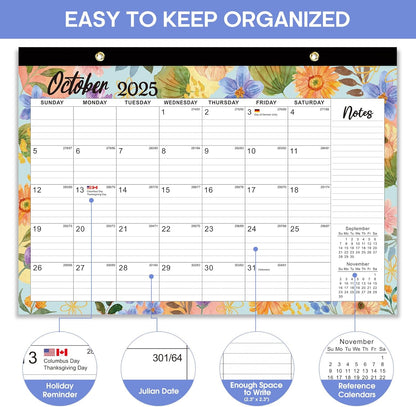 Desk Calendar 2026-2027, 21-Month Calendar Runs Until June 2027, Large 17" x 12" Monthly Desktop & Wall Calendar for Home & Office - Floral